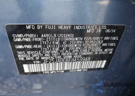 2015 Subaru Forester 2.5I Premium z USA, uszkodzony, nr VIN JF2SJADC6FH459948